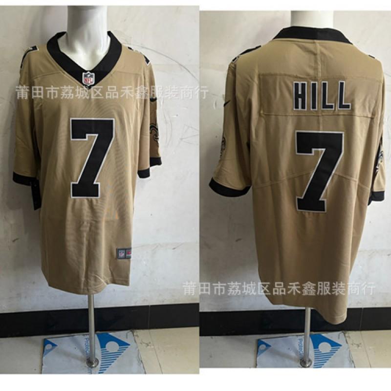 Mens Retro Yellow Football Jersey NFL Saints Kamara 41 32 12 7 Cotton Blend Sportswear Training Game Wear