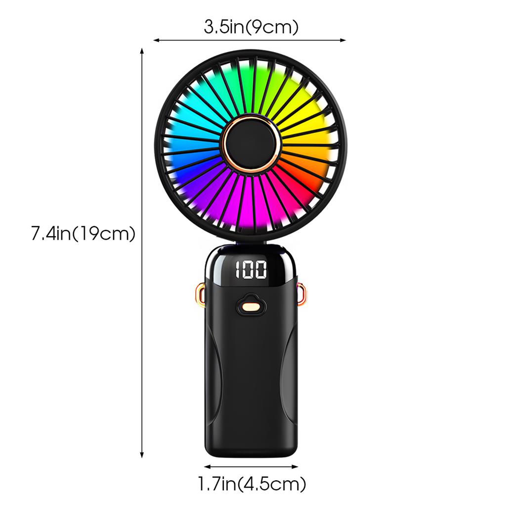 Usb Rechargeable Handheld Fan 1200Mah 6 Speeds Foldable Led Light Blade Portable Mini Fan Personal Cooler For Home Gift