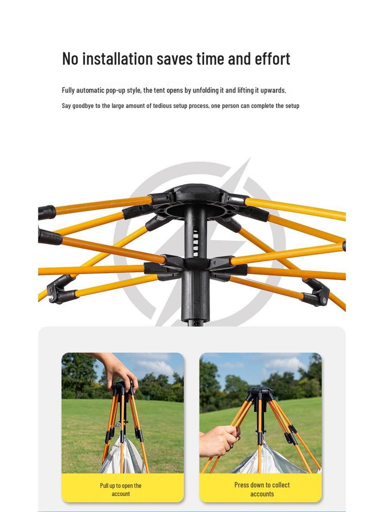 Automatic Outdoor Folding Camping Tent with Silver Coating - Rainproof and Durable