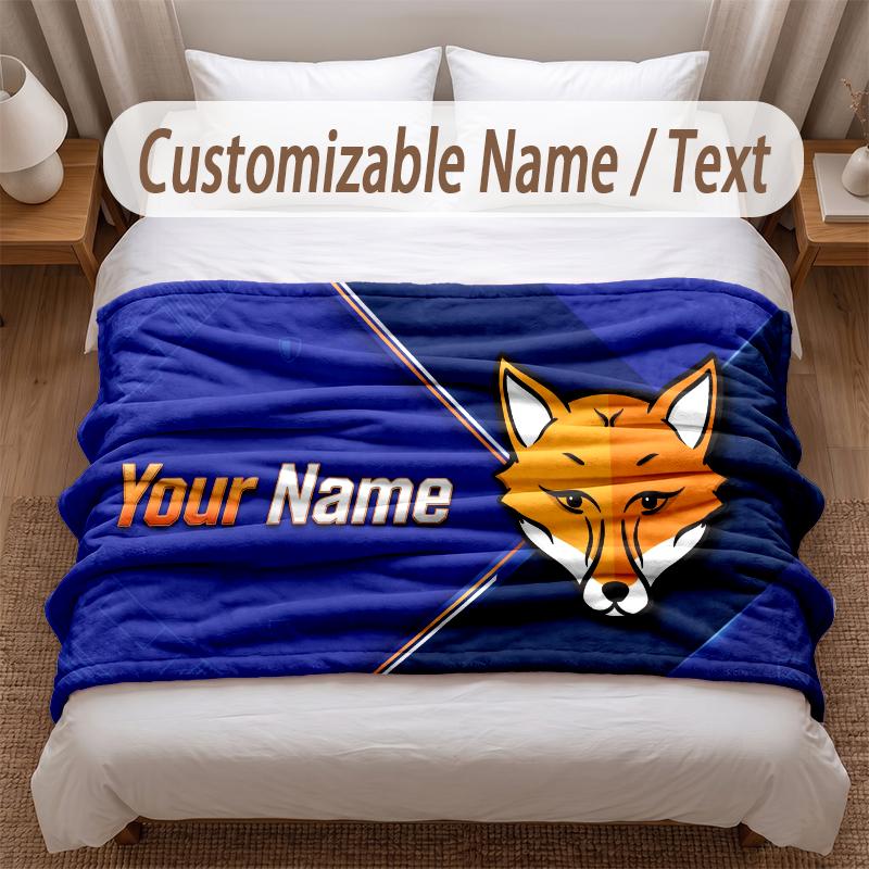 Leicester City Printed Flannel Blanket Custom Name Text Soft Warm Throw For Bedroom Holiday Gift
