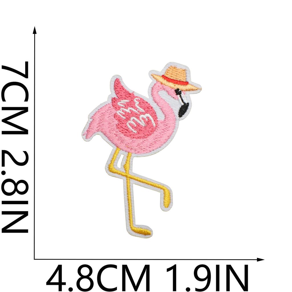 Flamingo Big Bird Embroidery Cloth Sticker Bag Decoration Cartoon Flamingo Patch Sticker Computer Embroidery Label Pink Love Bird