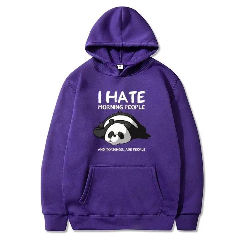 Lazy Panda I Hate Morning People Printed Hoodie Men's and Women's Casual Sports Shirt Harajuku Warm Top Autumn/Winter Hoodie