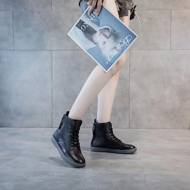 Women's Plus Size High-Top White Martin Boots - 2025 Versatile Autumn/Winter Flat-Bottom with Thickened Fleece and Double Zippers.