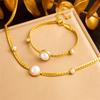Gold Mother of Pearl Heart Jewelry Set Necklace Earrings for Women
