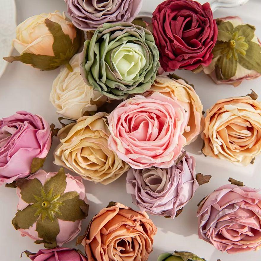 Sztuczny Kwiat Przypalane Krawędzie Róża Ślubny Bukiet Dekoracja Dom Ogród Zewnętrzny Festiwal Party Wieniec DIY Ins Prezent Scrapbook
