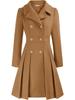 Pink Double Breasted Belted Trench Coat with Notch Lapel and Gold Buttons