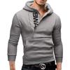 2024 Men's Black Color Block Pullover Hoodie with Side Zipper