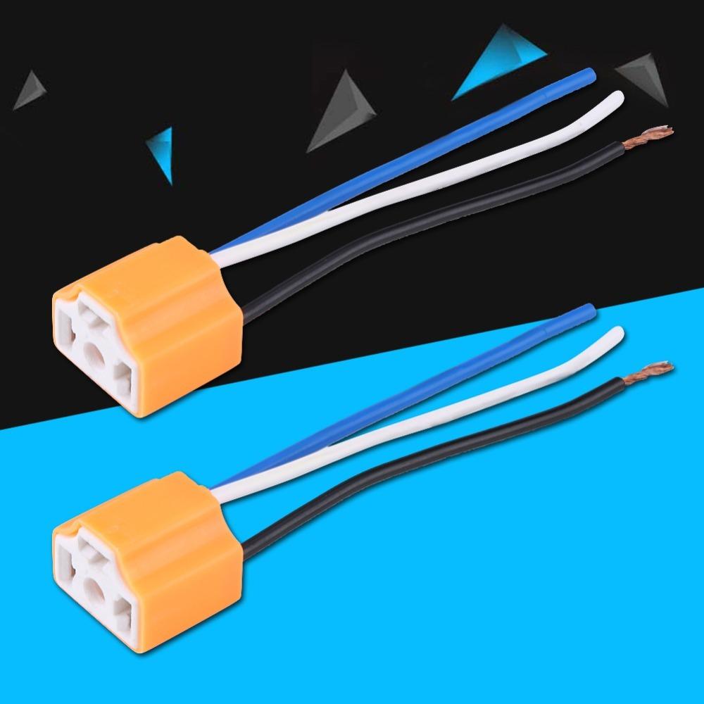 2Pcs Ceramic Ceramic Harness Plug Female Connector H4 Bulb Socket  Auto Headlight