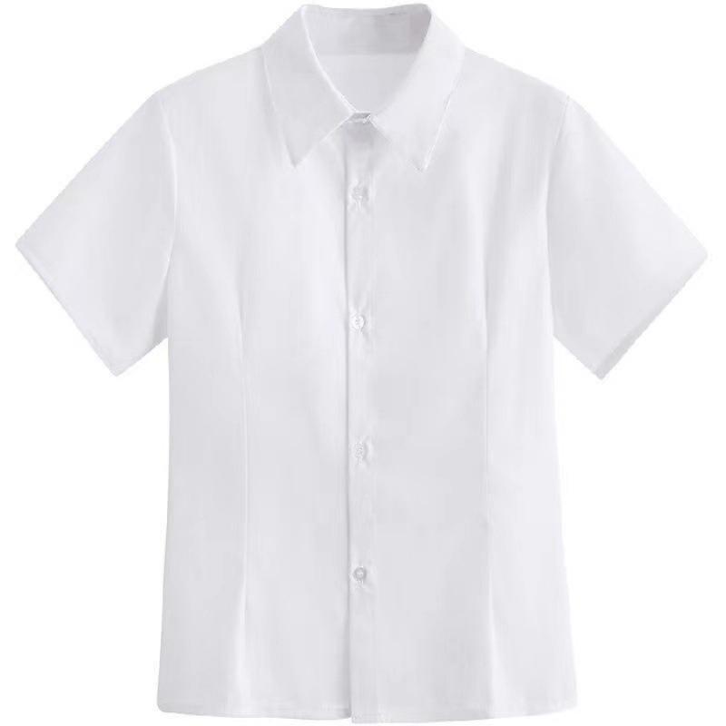 Women's White Shirt Work Clothes Short Sleeves Slim Fit Small Work Waiter Casual Versatile Shirt Professional Women's Clothing