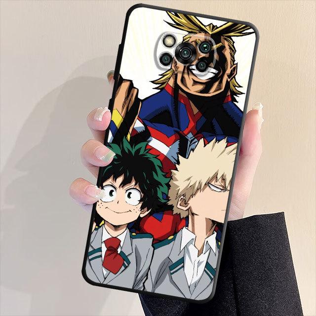 Shockproof Back Black Soft Phone Case For Samsung Galaxy S22 S23 S21 S20 Note 20 Ultra 10 Plus 8 9 My Hero Academia Cover