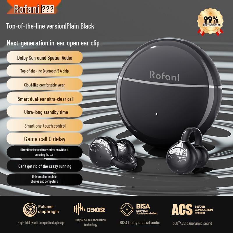 Rovani Bluetooth Ohrclip-Kopfhörer: Trendige Ästhetik, Wolkenkomfort, 5,4 Chip, Kein Ruckeln für Frauen.