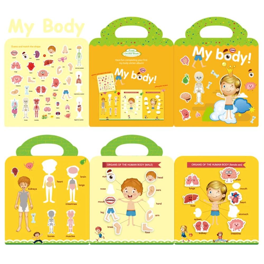 Kids Reusable Sticker Book Multiple Scenarios Cartoon DIY Puzzle Educational Cognition Learning Toys for Child Age 2-4 Gift