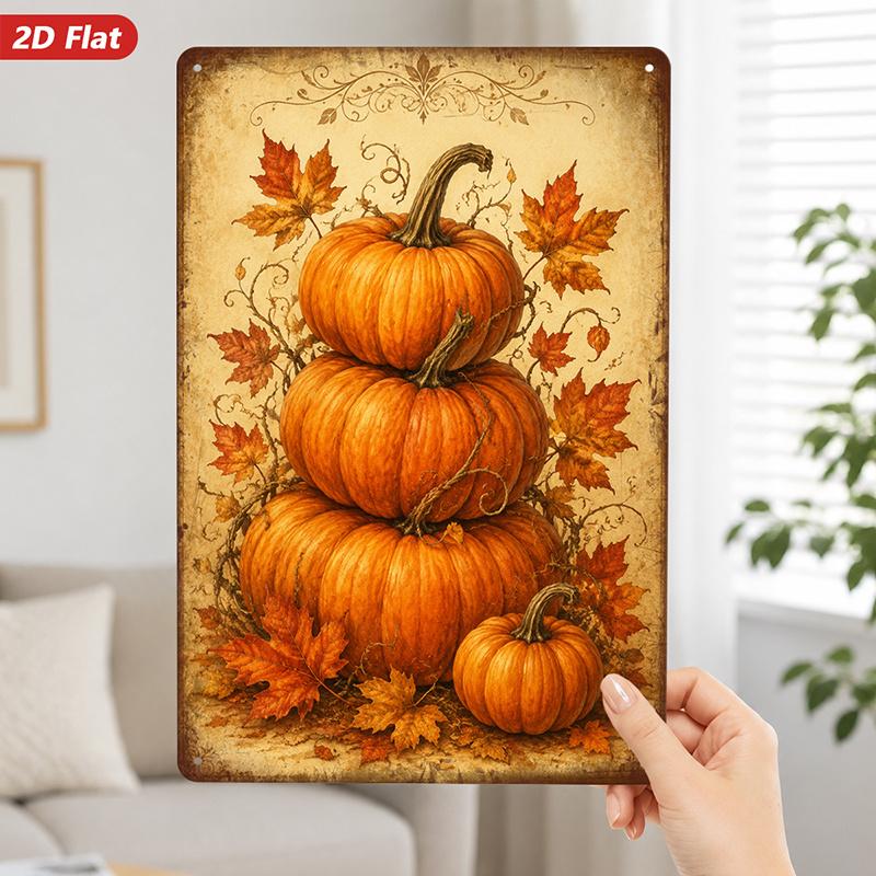 Pumpkin Stack Fall Harvest Metal Sign 8x12 Inch