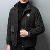 Autumn and winter new coat men's trendy brand ruffian handsome floral plaid leather jacket clothes men's trendy casual top