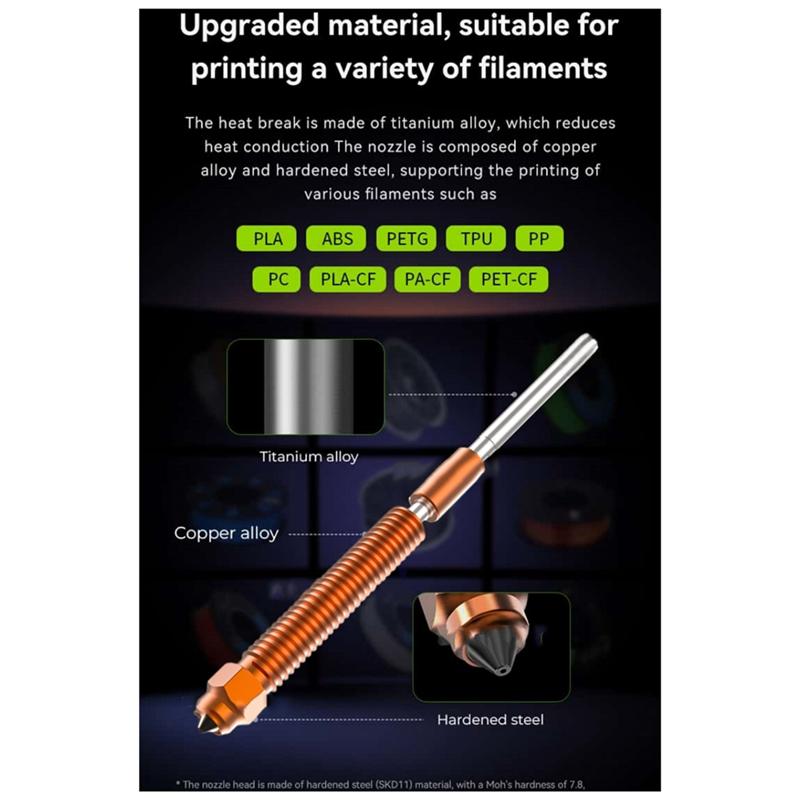 

AD23-K2 Plus Nozzle Quick-Swap Nozzle Kit Hardened Steel Nozzle K2 Plus Hardened Steel Nozzle 0.2Mm