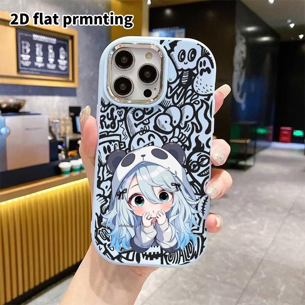 Phone Case: 2D Flat Design Suitable for iPhone 18 17 16 15 14 13 Pro Protective Case, Couple Style, Surprise and Shy, Christmas and Halloween Gift
