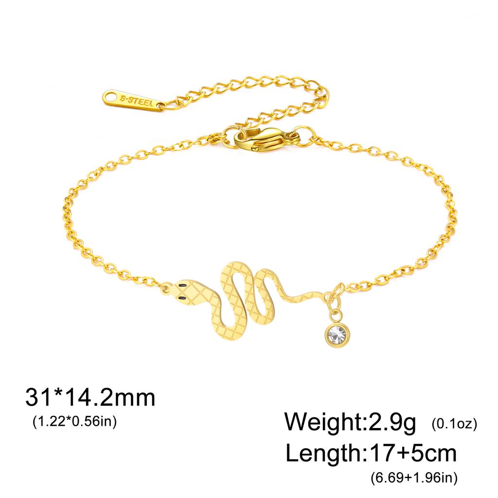 Lucktune Snake Charm Bracelet Stainless Steel Animal Shape Women's Hand Bracelet Adjustable Handmade Rope Jewelry Party Gift