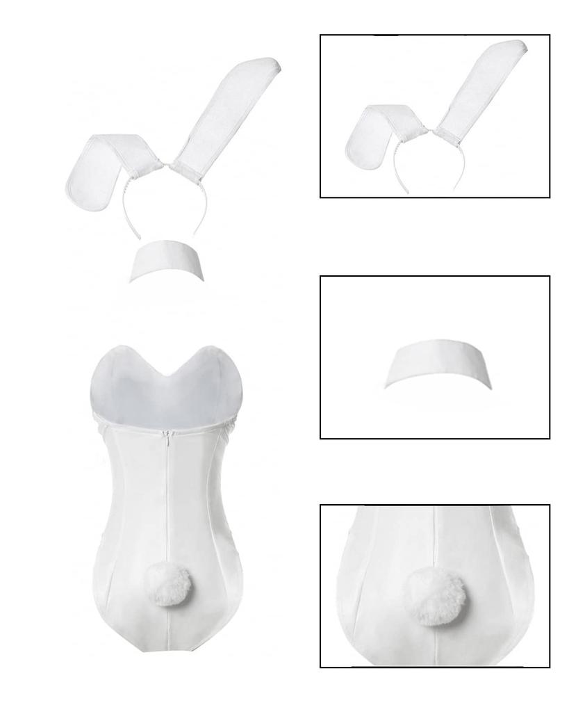 Bunny Girl Cosplay Sakurajima Mai White Faux Leather Bunny Costume High Leg Large Size Party Photoshoot Event Accessories Included Sakurajima Mai Mai