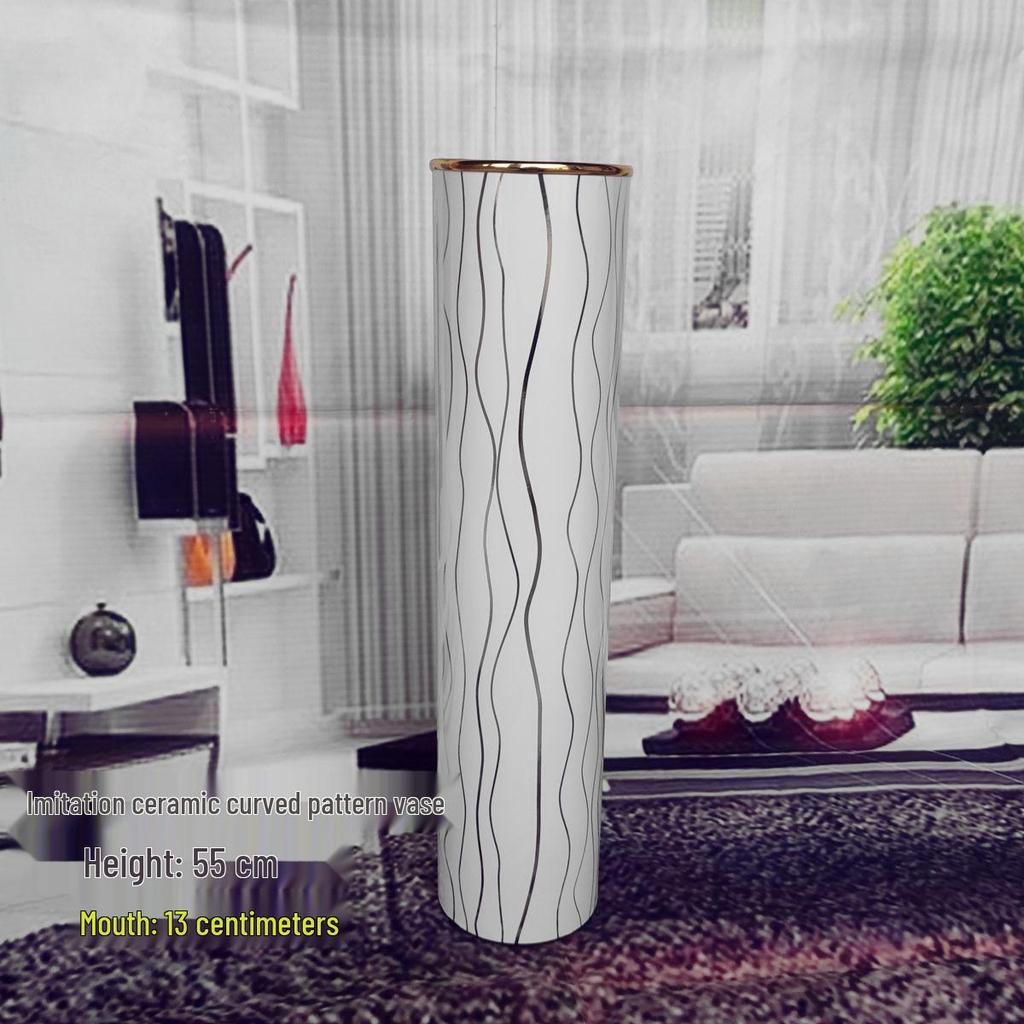 Nordic Large Resin Rattan Vase for Dried Flowers - Ceramic Look, Iron Art Floor Decoration.