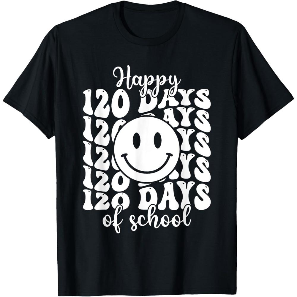 Happy 120 Days Of School Groovy For Teachers Students Boys Girls Cotton Men T Shirt 3XL чёрный