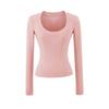 Kardashian Minimalist Velvet U-Neck Slim-Fit Cotton T-Shirt for Women