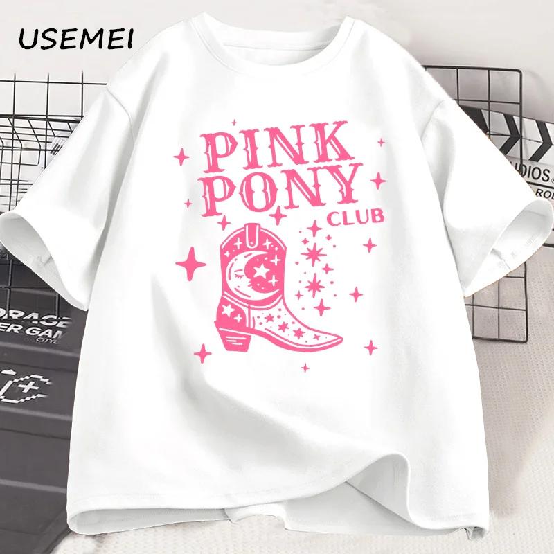 Pink Pony Club Chappell Roan Cowgirl Boots T-shirt Women Hip Hop Fashion Country Music T Shirt Lady Girl Fashion Tee Streetweawr