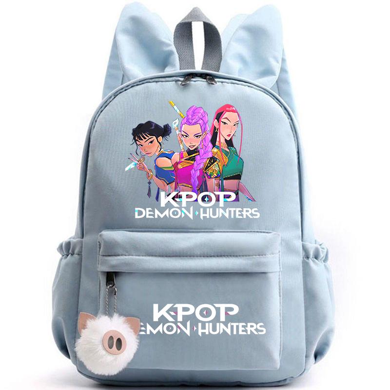 KPop Dämonenjäger Rucksack für Mädchen Jungen Kinder Rucksack Freizeit Schultaschen Reise Hasenohren Rucksäcke Mochila Geschenktüten