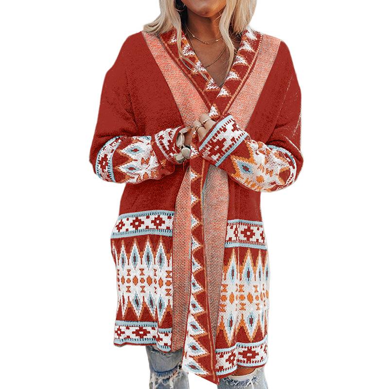 Strickmuster Mittellanger Cardigan-Pullover