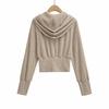 Women's Relaxed Fit: Waist-Cinching Diamond Chain Hooded Cardigan + Micro-Flare Pants Set