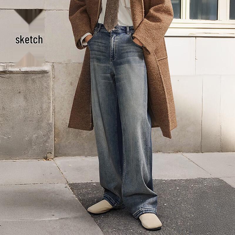 Men's 2024 Winter Wide Leg Loose Fit Casual Denim Jeans