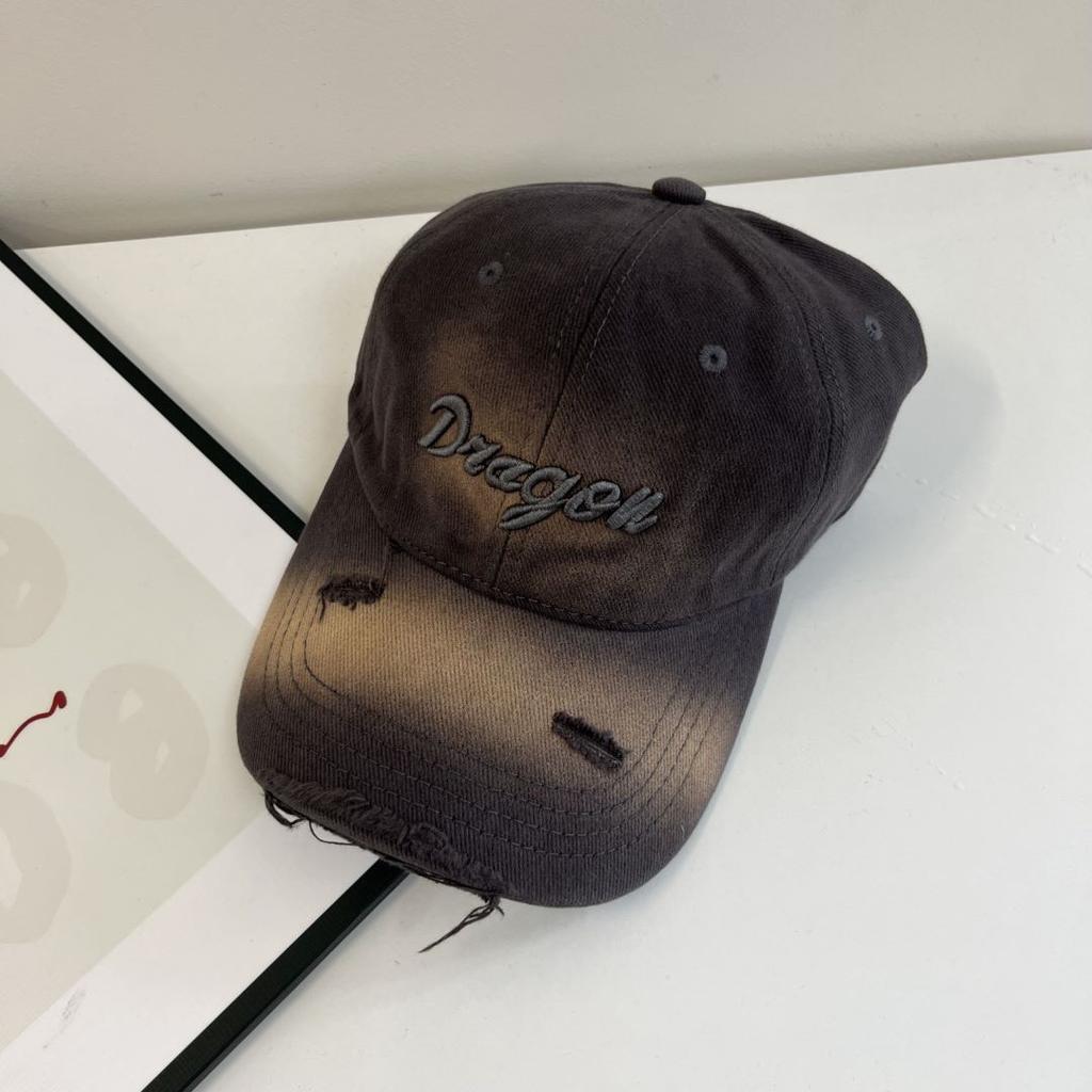 American Retro Baseball Cap Women's Big Head Circumference Old Ripped Baseball Cap Wide Brim Showing Face Small Soft Top Sun Hat Men