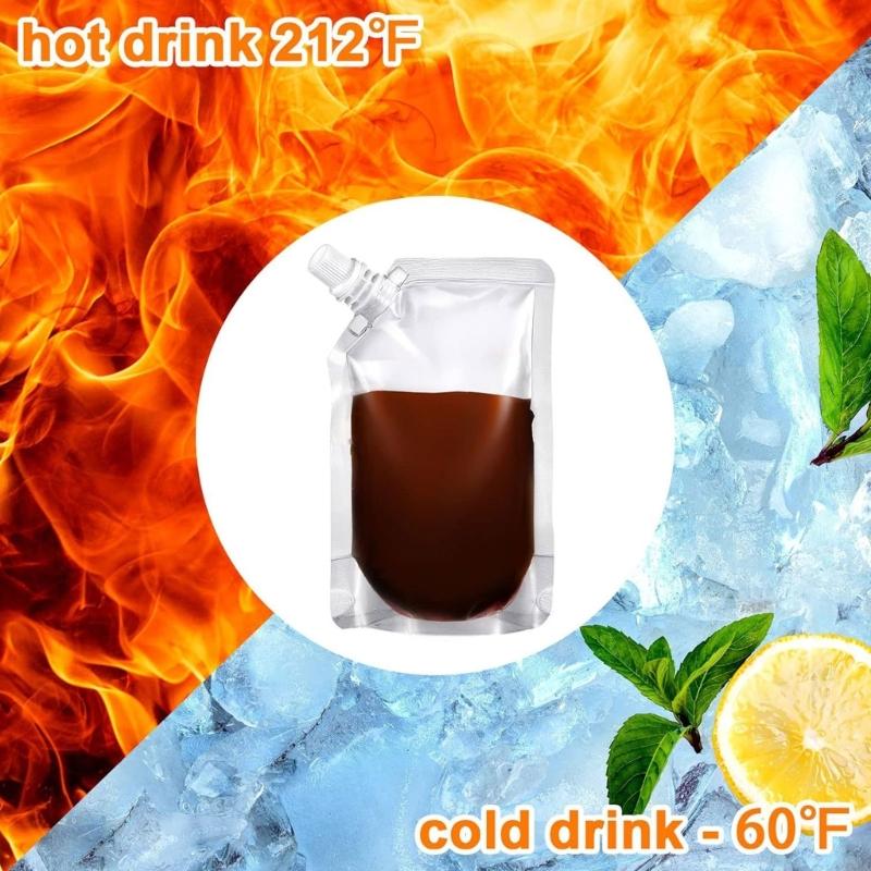 50pcs/set Spouted Pouch Drink Packaging Bag Water Wine Beverage Liquid Storage Bags For Outdoor Travel Camping Fishing