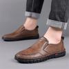 Fashion Business Leather Men Shoes Summer Slip On Loafers Breathable Men Casual Leather Soft Shoes Black Flats Driving Shoes Moccasins