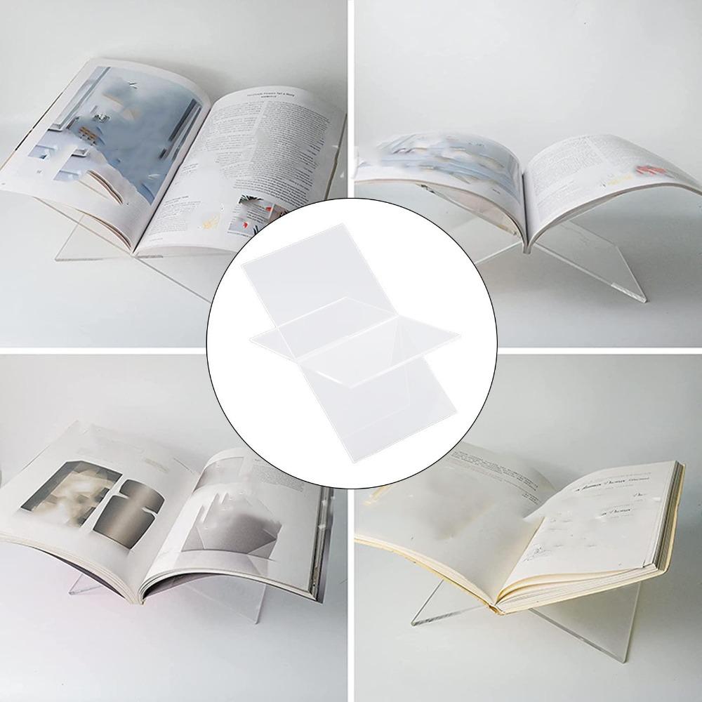 1set Portable Size Acrylic Book Stand Clear Acrylic Material Desktop Reading Rack  Office Display