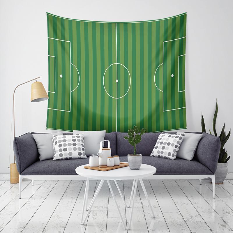 Green Football Field Tapestry Home Decor Wall Hanging Tapestry Bedroom Living Room Dormitory Decoration Soccer Pattern Tapestry