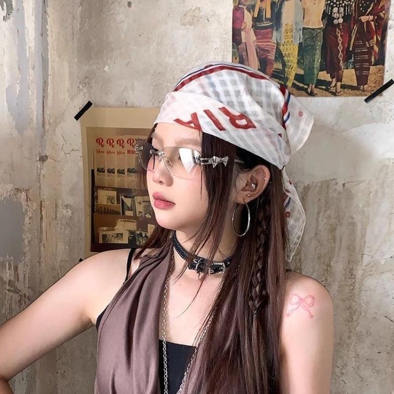 Fashion Y2K Retro Leopard Print Hair Scarf Spicy Girl Punk Hip Hop Headscarf Hair Accessories Streetwear Small Square Scarf