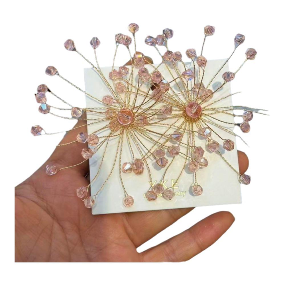 1Pair Luxury Sparkling Ear Studs Crystal Beaded Beaded Crystal Earring  Women s Events розовый