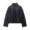 European-American Style Black Suede Leather Jacket for Women, Short Winter New Shearling Jacket