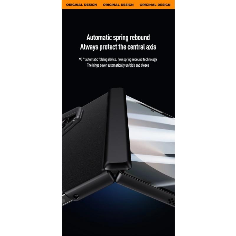 For Samsung Galaxy Z Fold 6 Case Shockproof Skin Feel PU Leather Hinge Folding Metal Lens Stand Cover with HD Tempered Glass