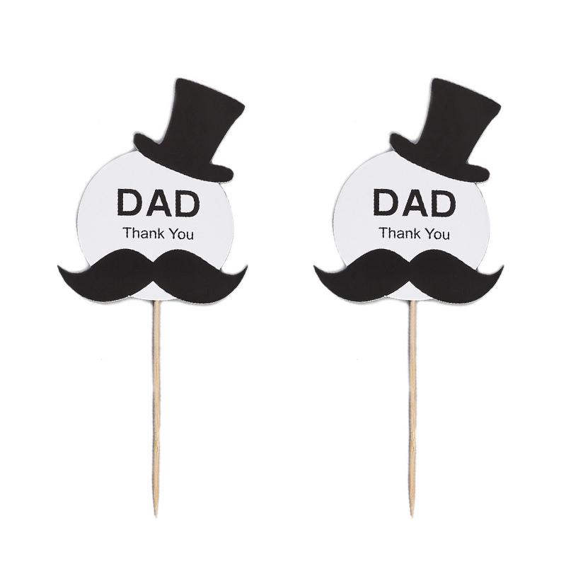 Cupcake-Topper Für Vatertag – 24 Stück, Mit Hut & Glitzer, Aufschrift ‚Happy Father's Day‘, Blau