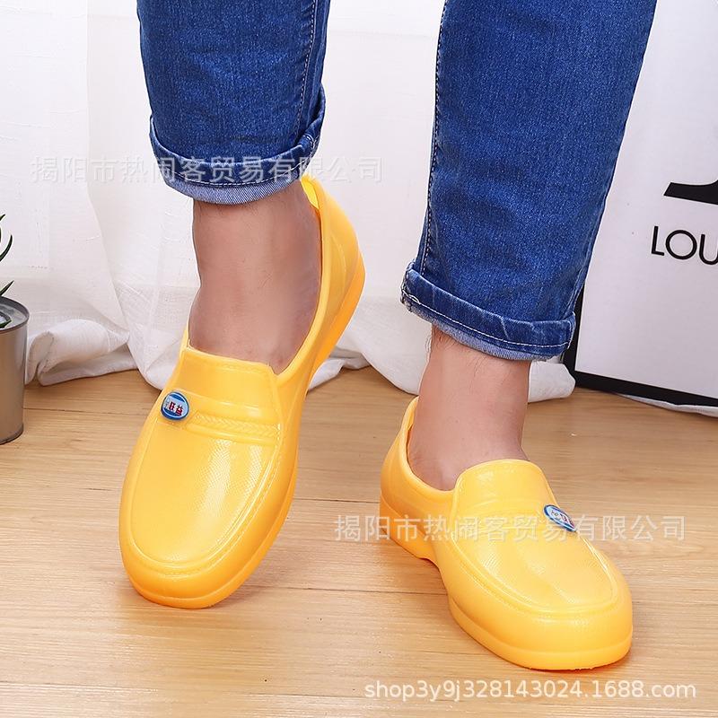 Spring and Autumn Men's Shallow Mouth Rain Shoes Waterproof Shoes Grey Brown Clay Shoes Non-slip Easy Cleaning Quick-drying Water Shoes Without Inner