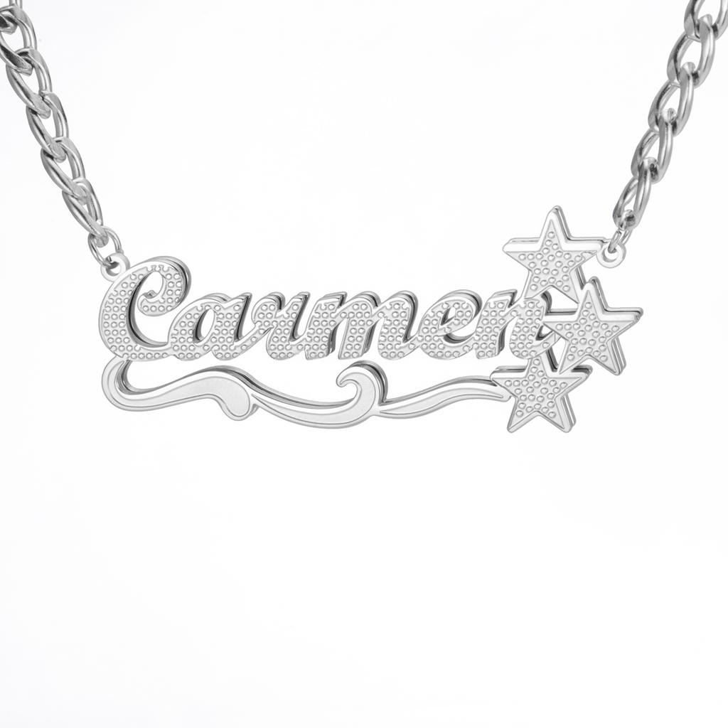 Lemegeton Custom Name Necklace Corrosion Textured Pattern Pendant Women Men Stainless steel Jewelry Personalized Party Gifts