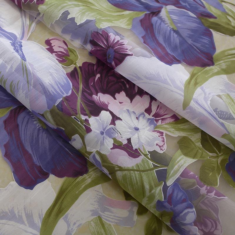 Purple Peony Floral Tulle In Sheer Curtains For Living Room The Bedroom Kitchen Shade Window Treatment Curtain Blinds Panel New