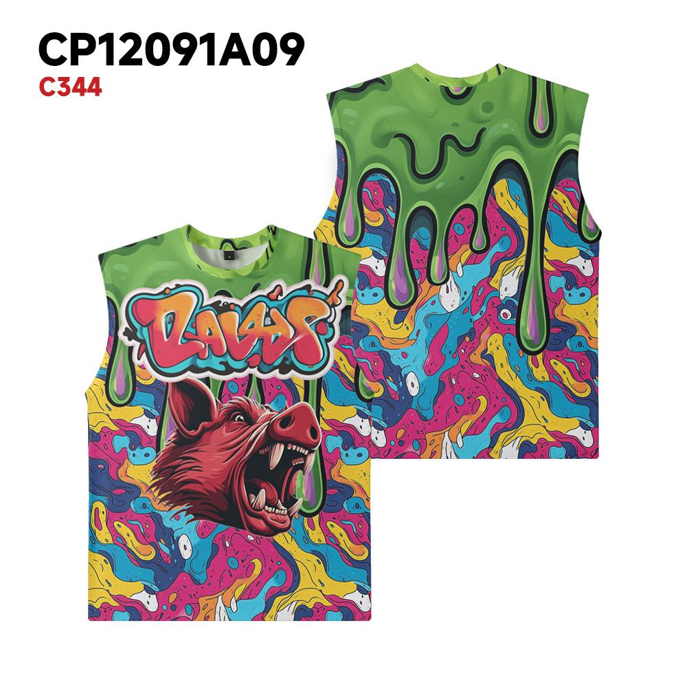 

Spring Summer Sleeveless Vest for Men 3D Digital Printed Creative Pattern Slim Fit Vest Shirt S