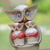 3 / Set Cute Art Colorful Glazed Ceramic Owl Miniature Figurine DIY Patio Shelf Table Farmhouse