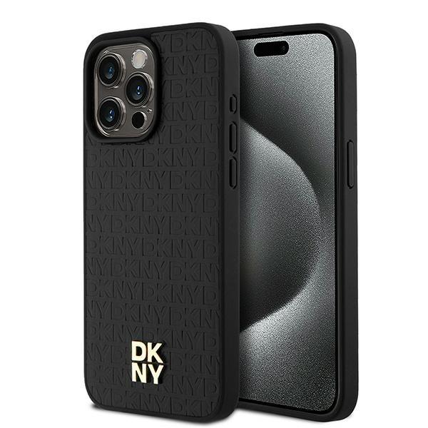 Etui do iPhone 15 Pro Max DKNY Leather Monogram MagSafe Czarne