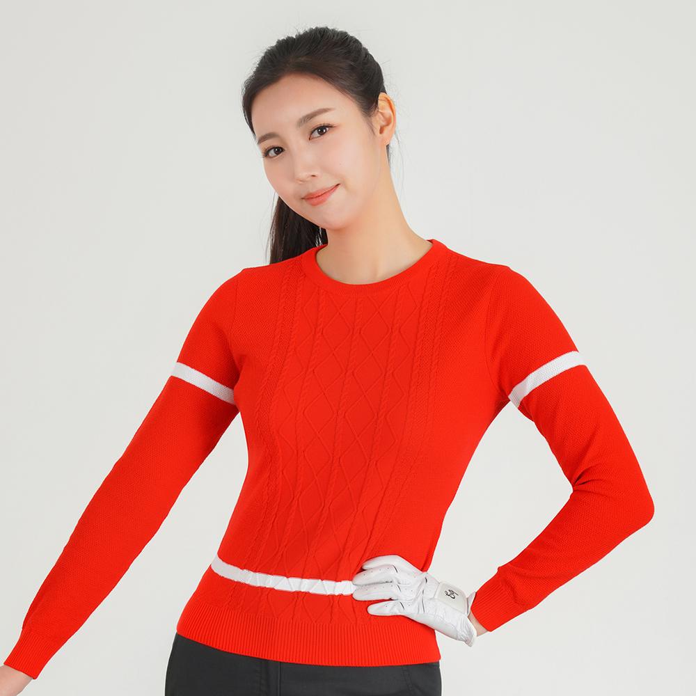 Elle Golf Women S Patterned Round Neck Sweater_6G23302 Navy_820/095
