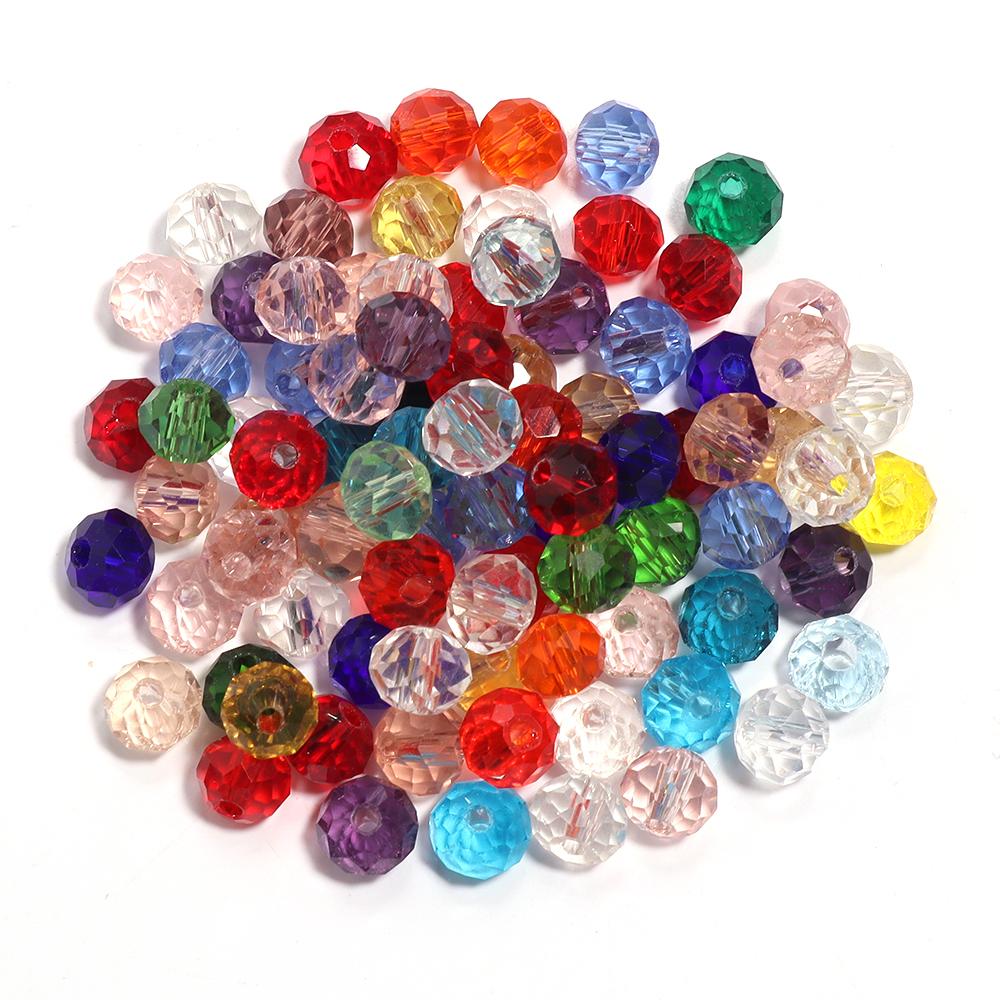 50-200pcs Faceted Crystal Beads 3/4/6/8/10mm Transparent Mixed Color Glass Loose Beads For Jewelry Making DIY Bracelets Necklace