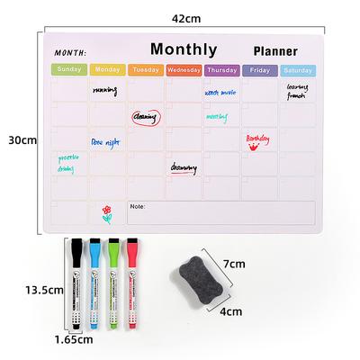 6PCS/1set Magnetic Dry Wipe Whiteboard 42x30cm Small Magnet Refrigerator Message Board Suitable for Kitchen Refrigerator