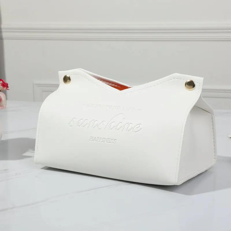 New Living Room Dining Room Tissue Box Environmentally Friendly Leather Multi-purpose Solid Color Creative Napkin Storage Box